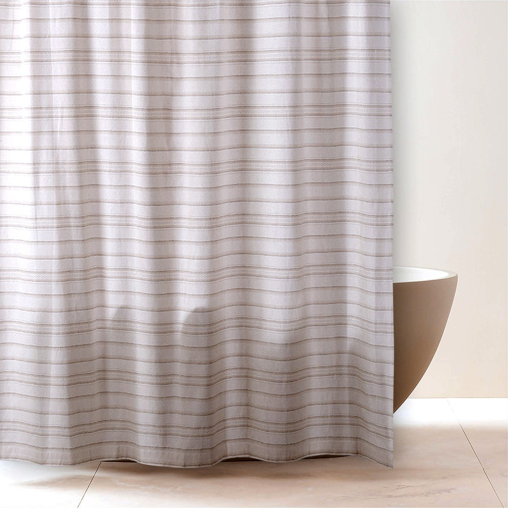 Cortina Baño Líneas Beige