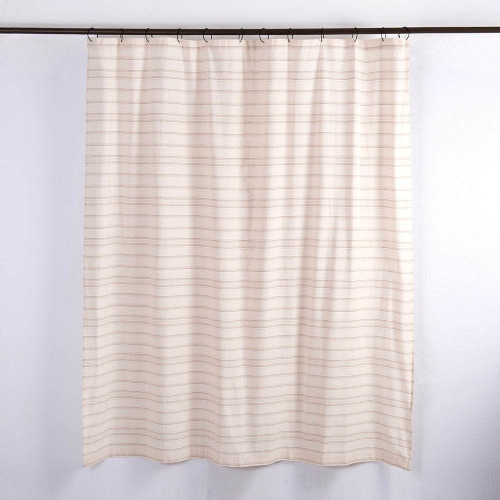 Cortina Baño Líneas Beige