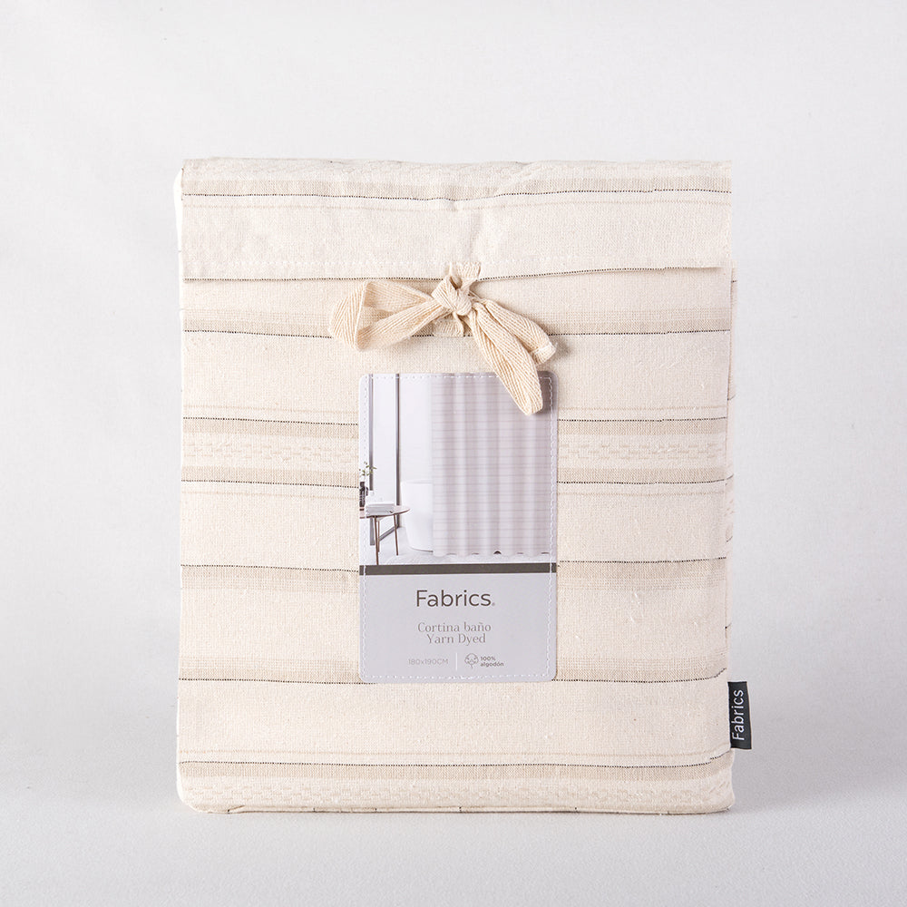 Cortina Baño Líneas Beige
