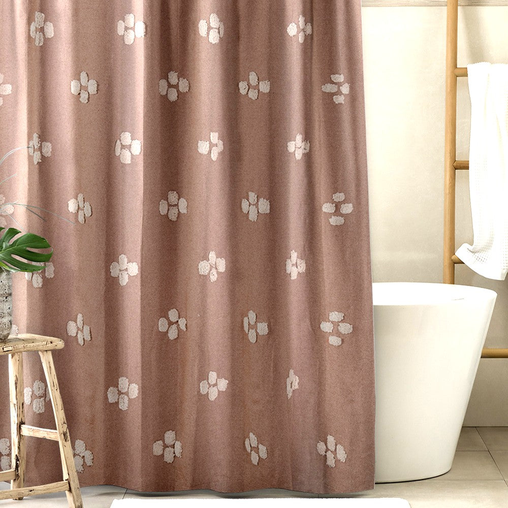 Cortina Baño Tufted Cross Terracota