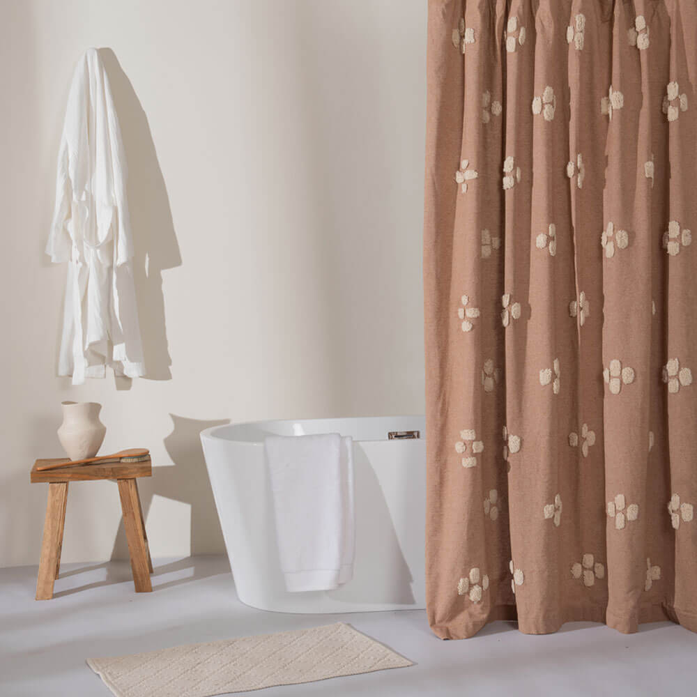 Cortina Baño Tufted Cross Terracota