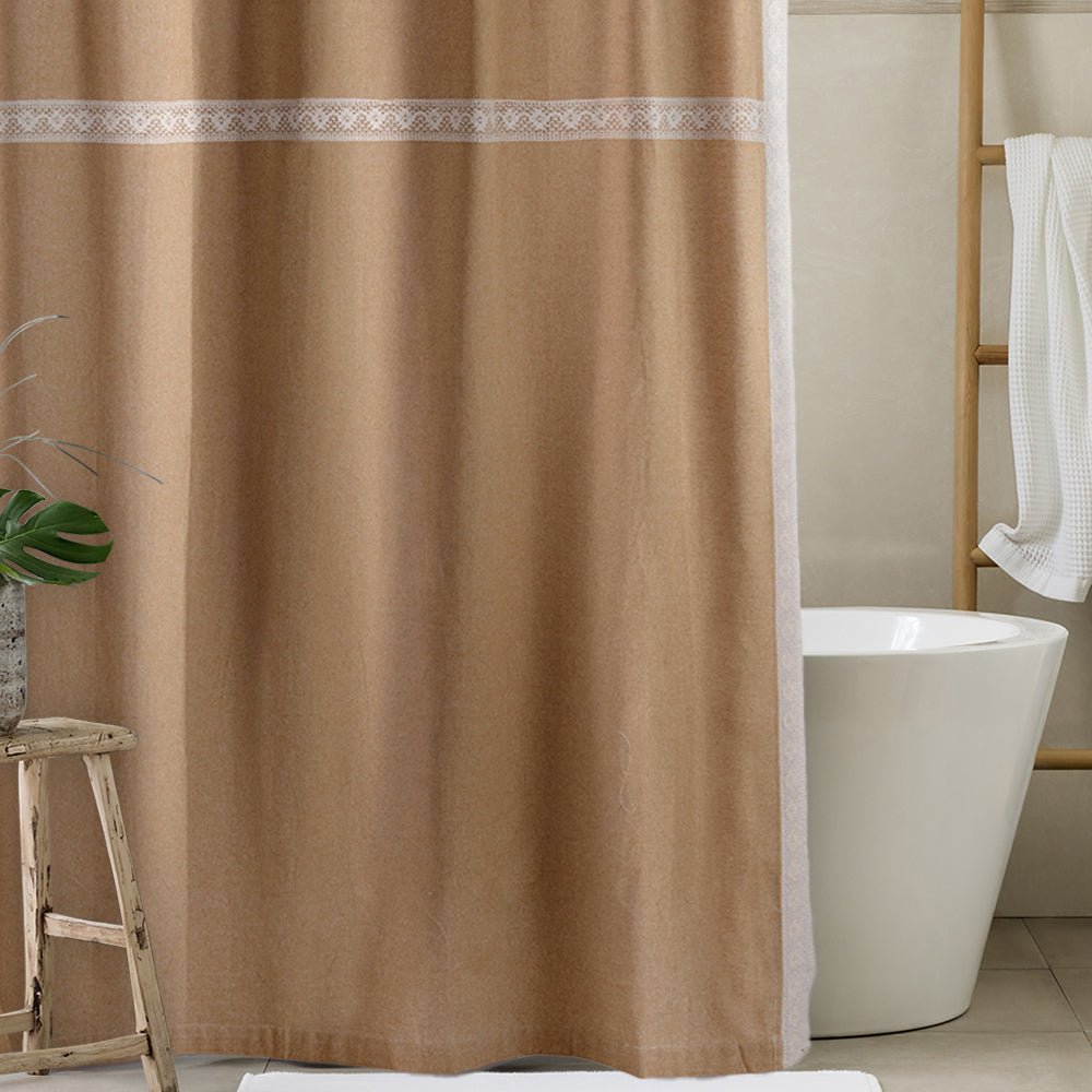 Cortina Baño Broderie Camel