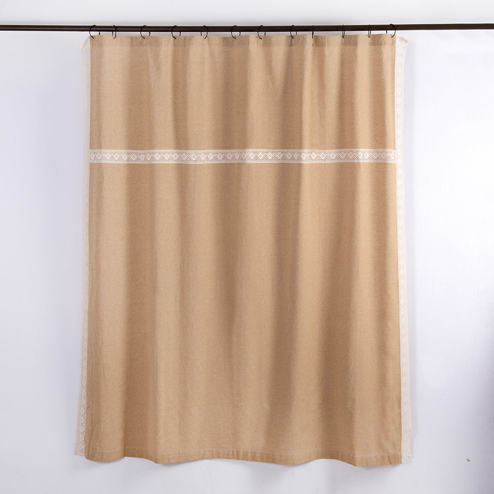 Cortina Baño Broderie Camel