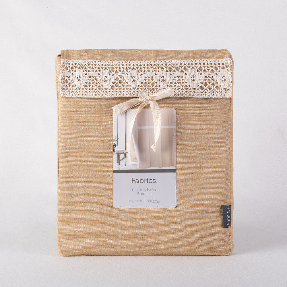 Cortina Baño Broderie Camel