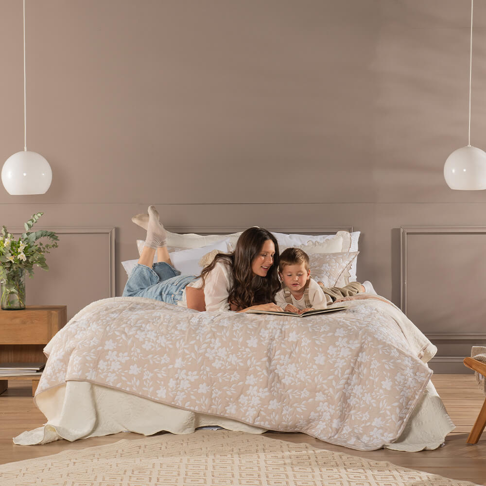 Cubrecama Jacquard Sherpa Gardenia 2 Plazas Beige