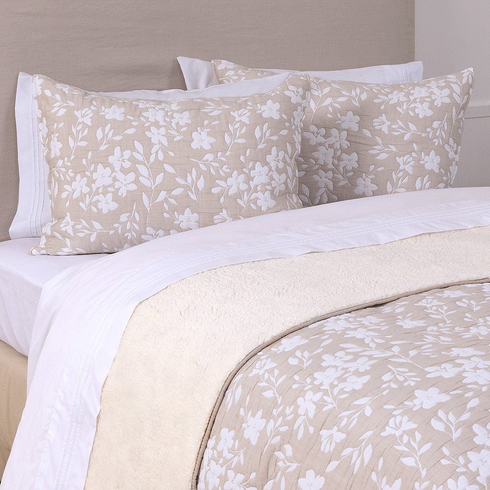 Cubrecama Jacquard Sherpa Gardenia 2 Plazas Beige