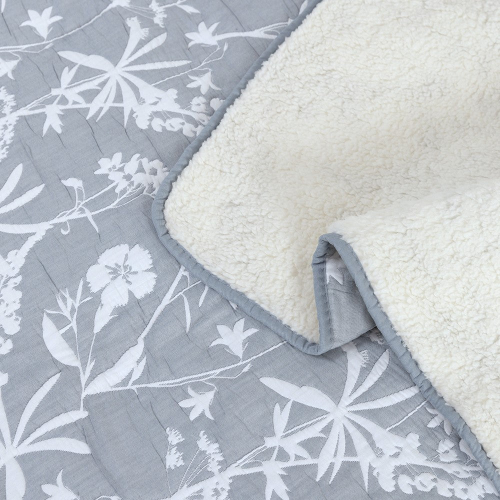 Cubrecama Jacquard Sherpa Herbal King Azul