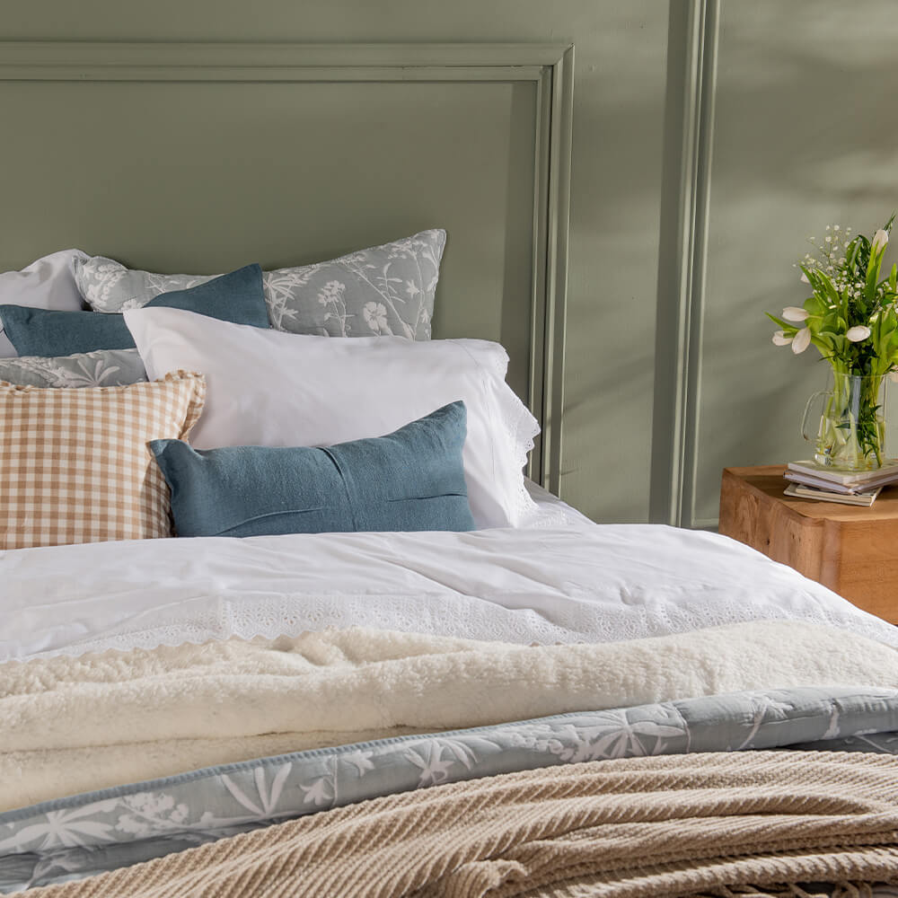 Cubrecama Jacquard Sherpa Herbal King Azul