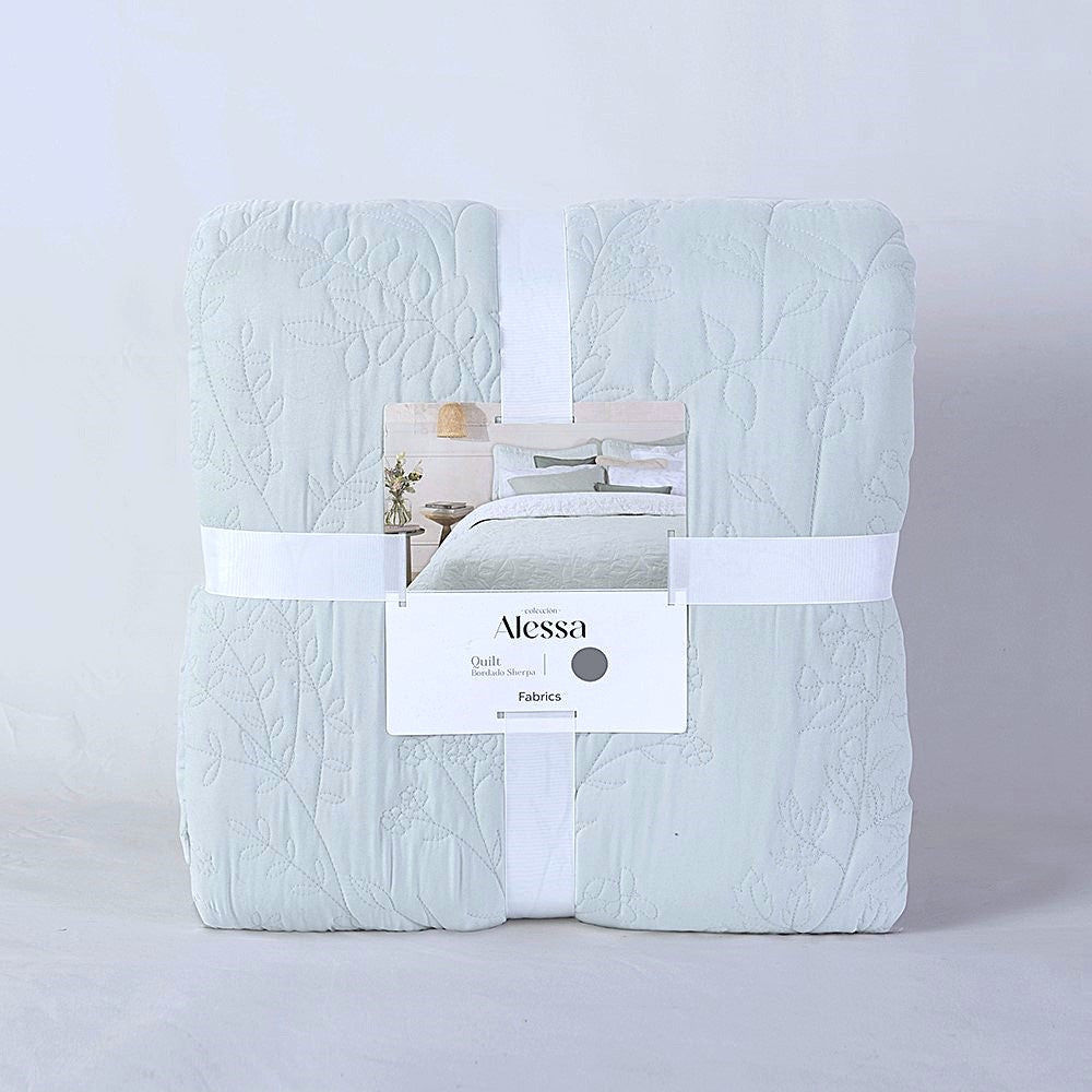 Cubrecama Quilt Sherpa Lavanda 1.5 Plazas Agua