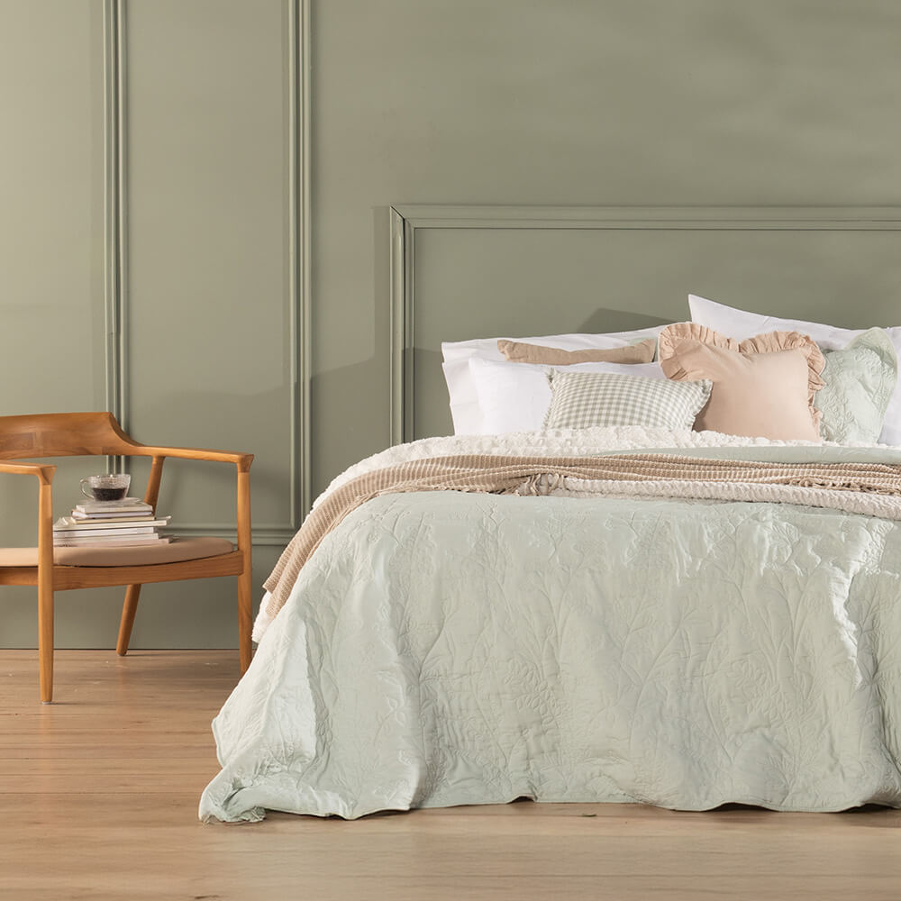 Cubrecama Quilt Sherpa Lavanda 1.5 Plazas Agua