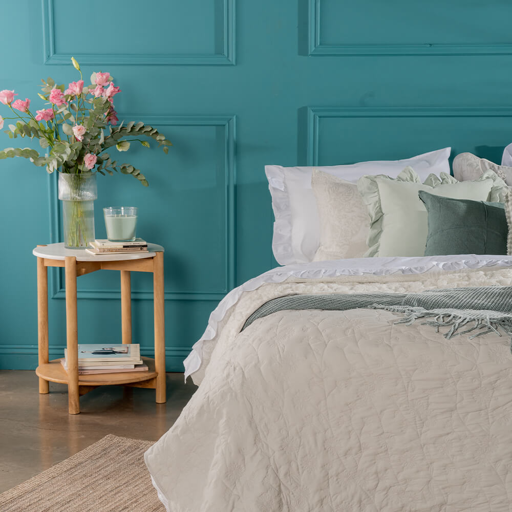 Cubrecama Quilt Sherpa Flor King Perla