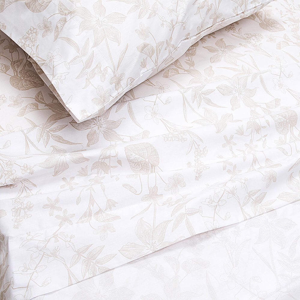 Sábana 200 Hilos Estampadas Silvestre Super King Beige