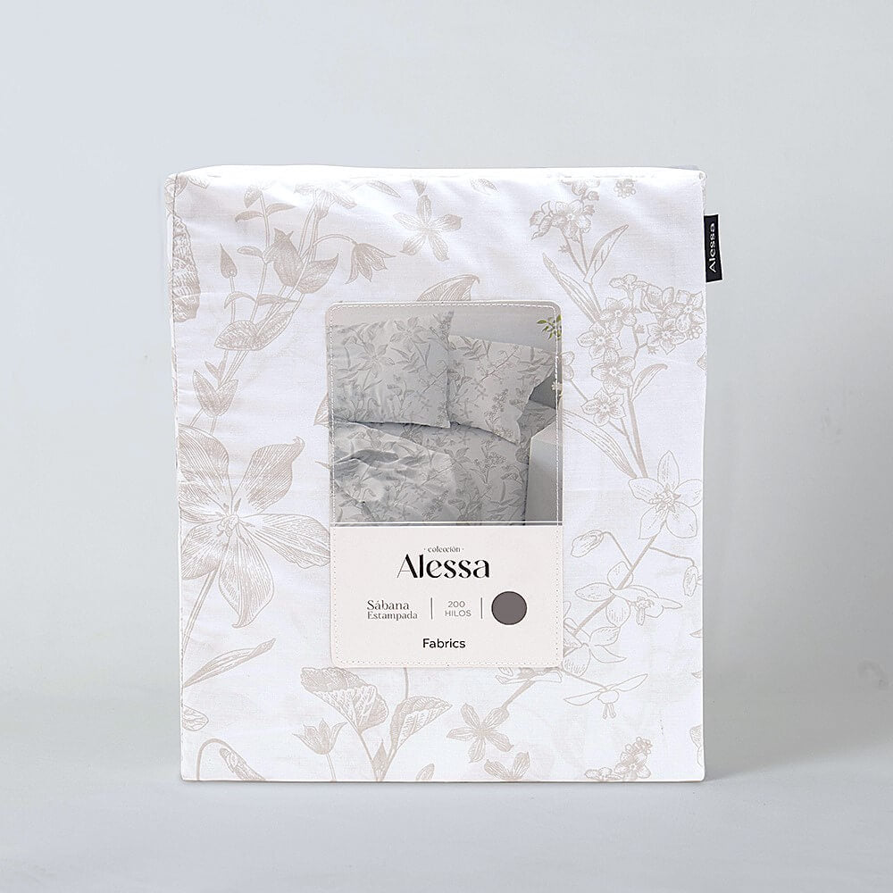 Sábana 200 Hilos Estampadas Silvestre Super King Beige