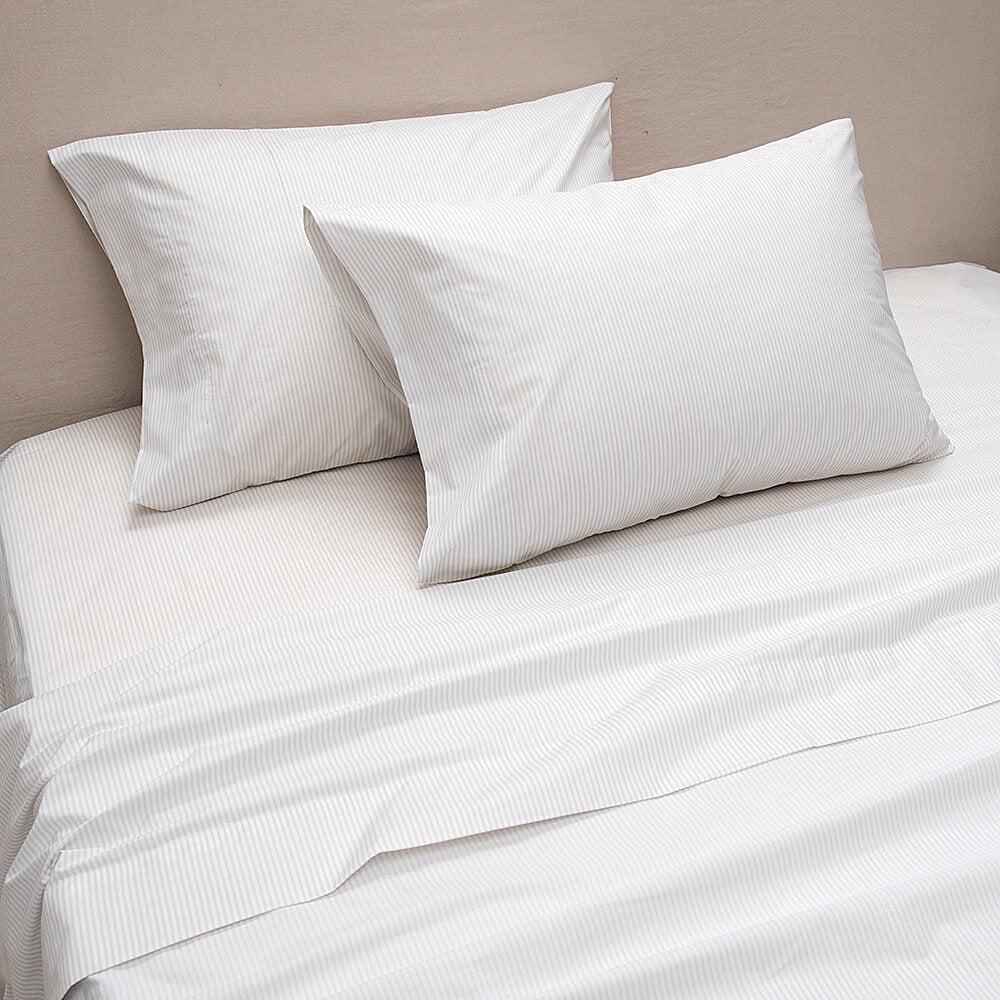 Sábana 200 Hilos Estampadas Líneas King Perla