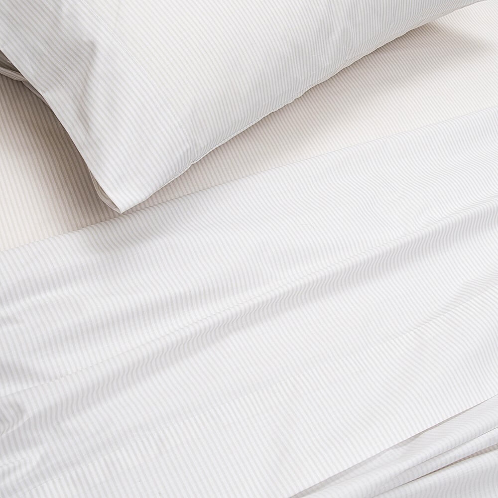 Sábana 200 Hilos Estampadas Líneas King Perla