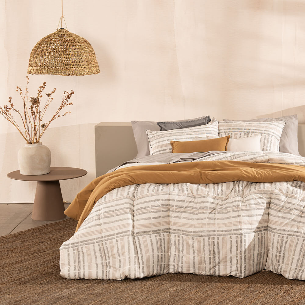 Plumón Estampado Samaná 2 Plazas Beige