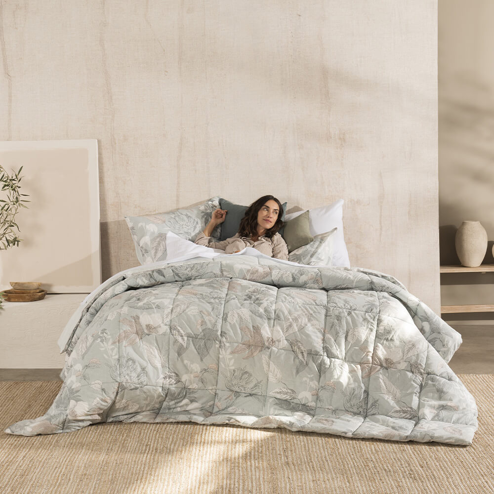 Plumón Estampado Plata King Gris