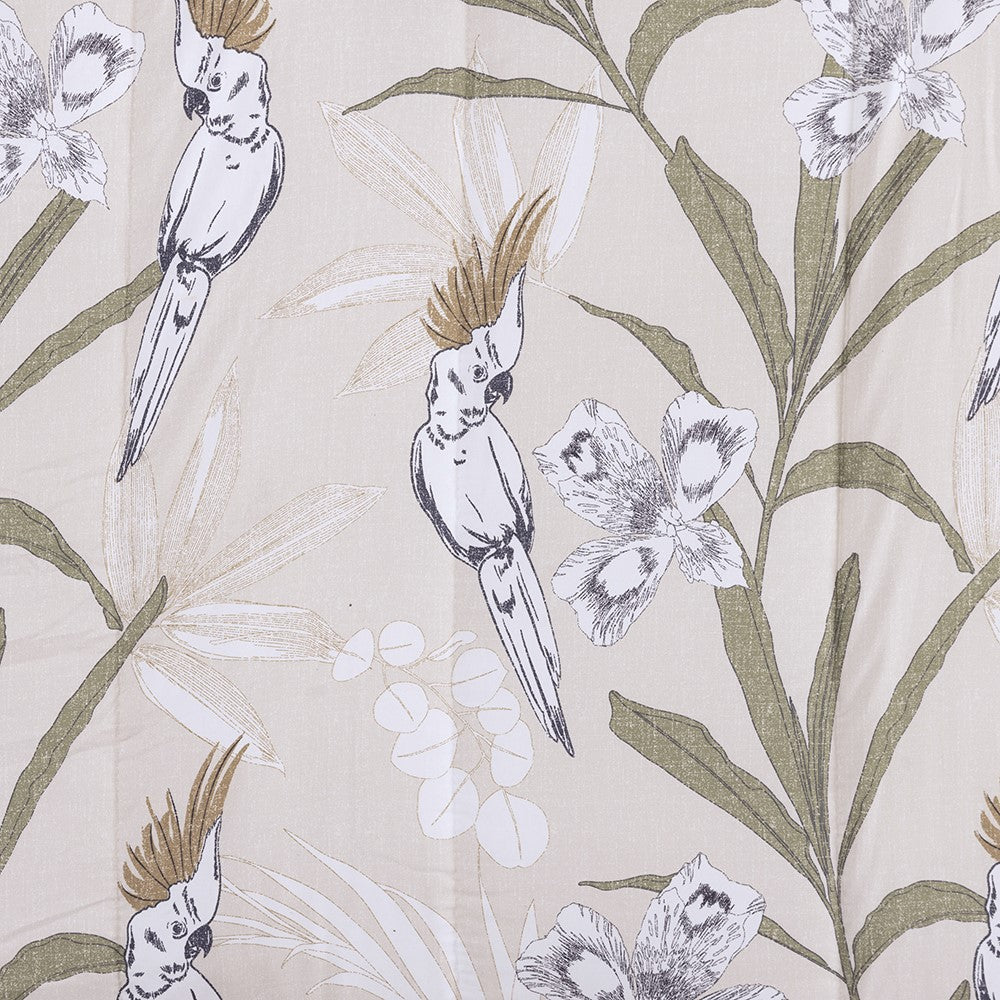 Plumón Estampado Sherpa Parrots 2 Plazas Beige