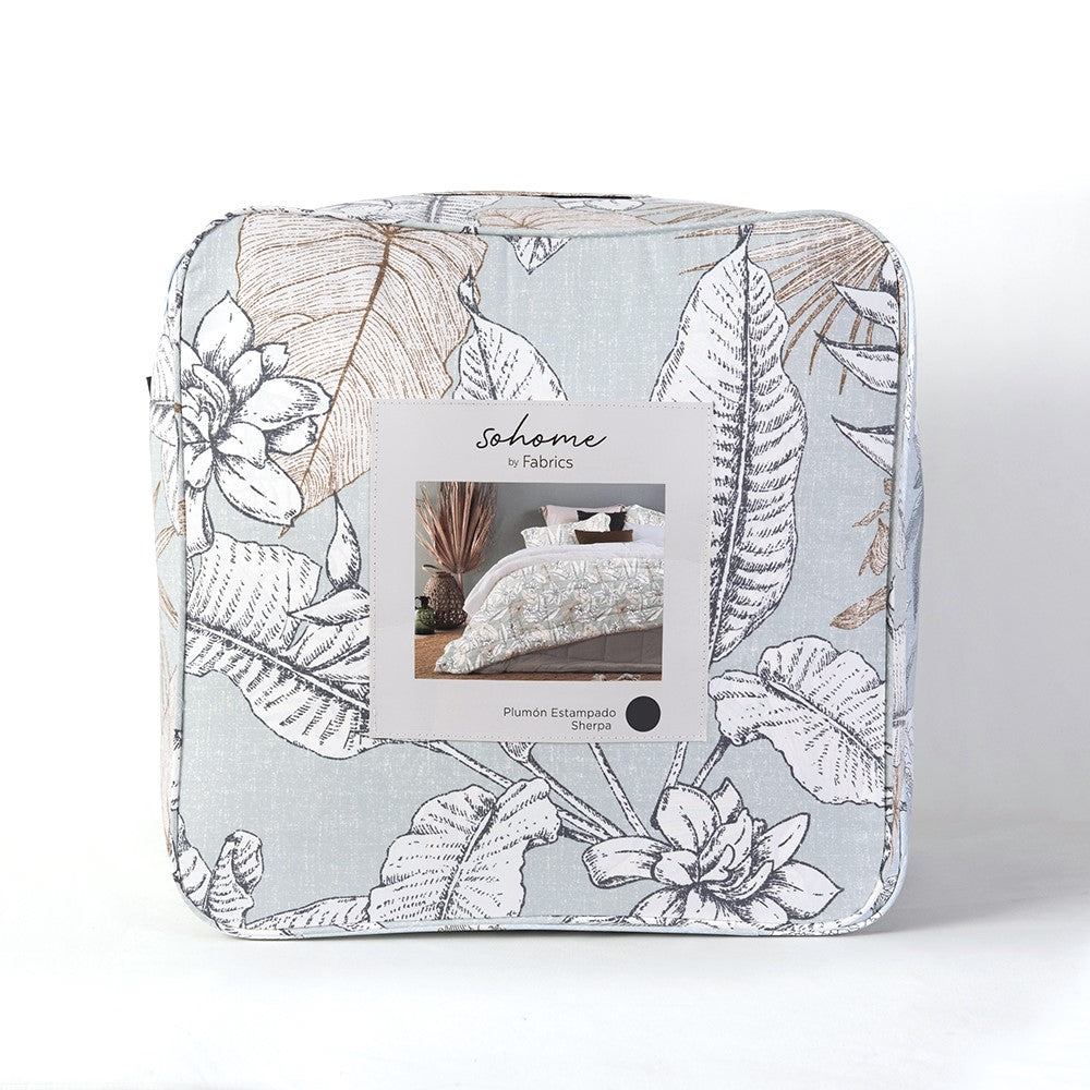 Plumón Estampado Sherpa Rocío 2 Plazas Agua