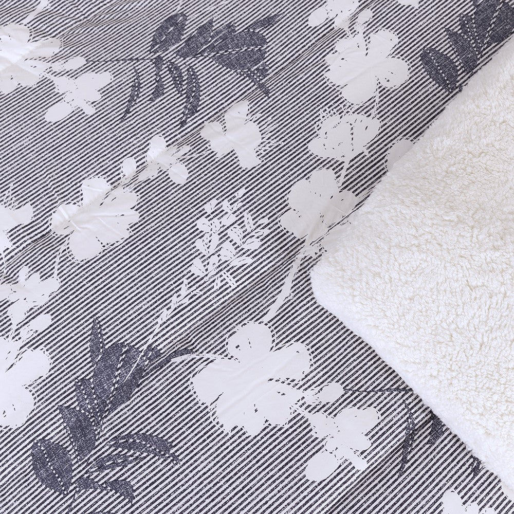 Plumón Estampado Sherpa Cerezo 2 Plazas Azul