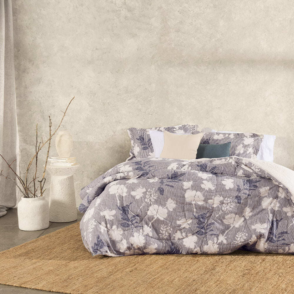 Plumón Estampado Sherpa Cerezo King Azul