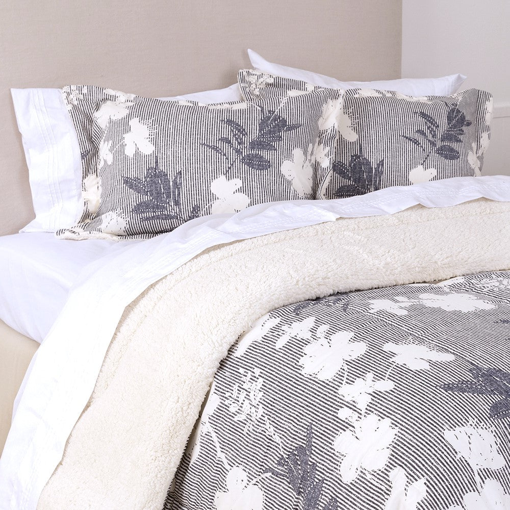 Plumón Estampado Sherpa Cerezo 2 Plazas Azul