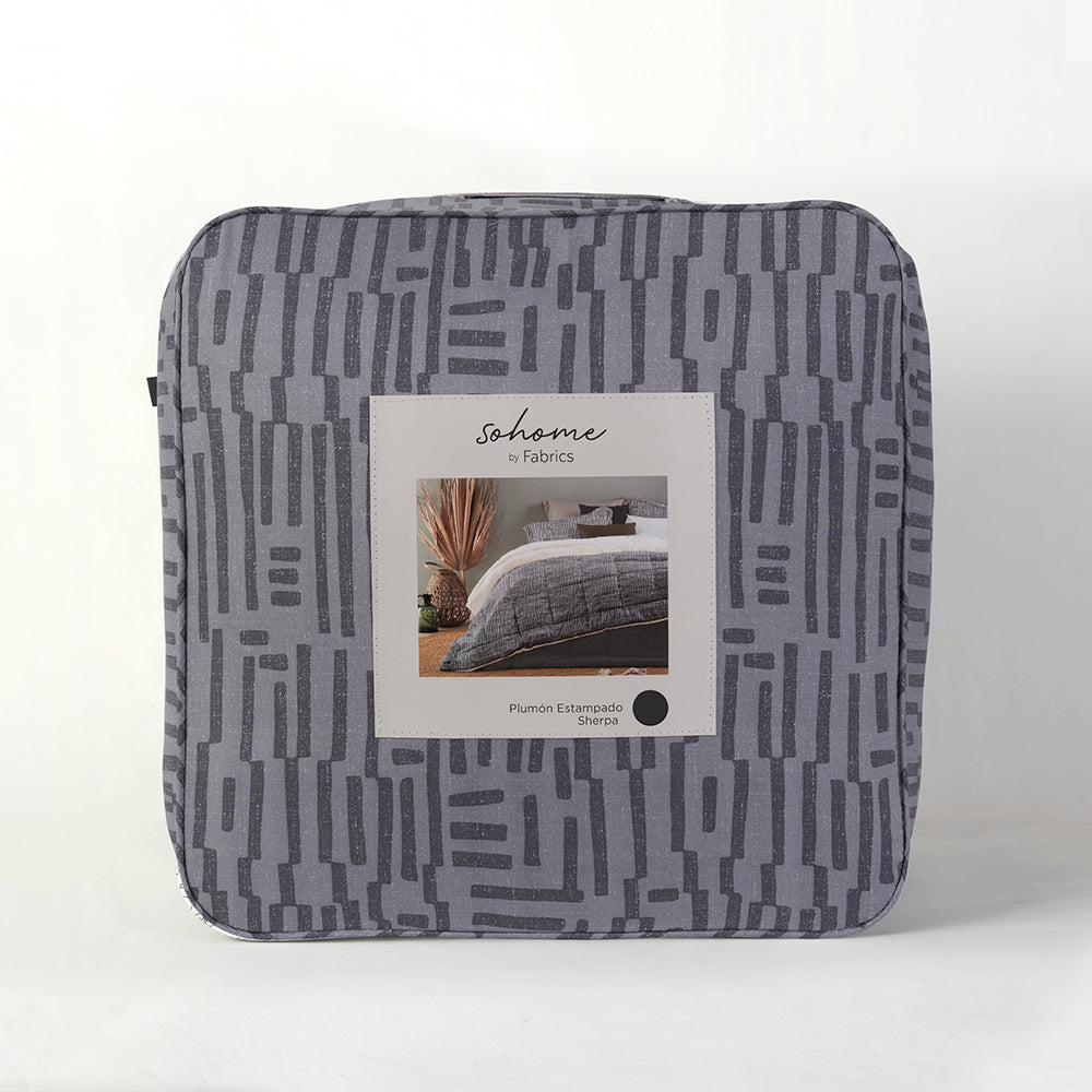 Plumón Estampado Sherpa Inca 1.5 Plazas Marengo