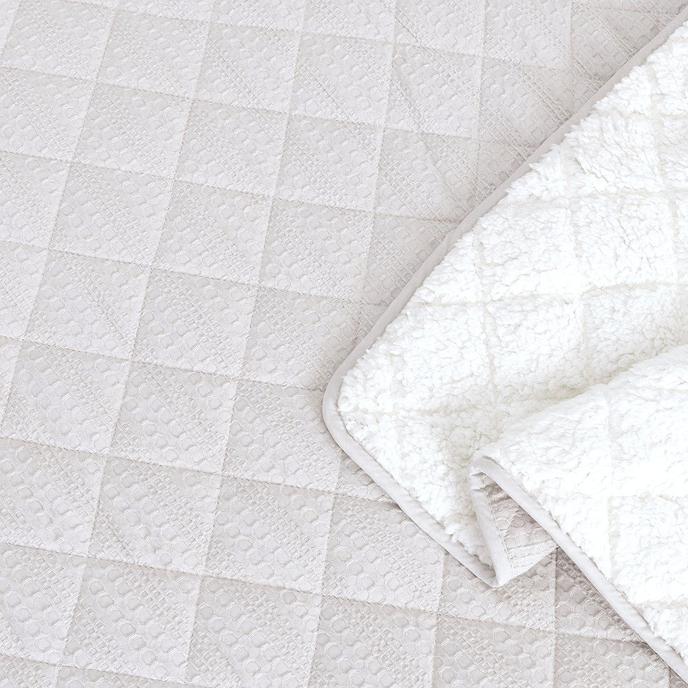 Cubrecama Waffle Sherpa 2 Plazas Beige