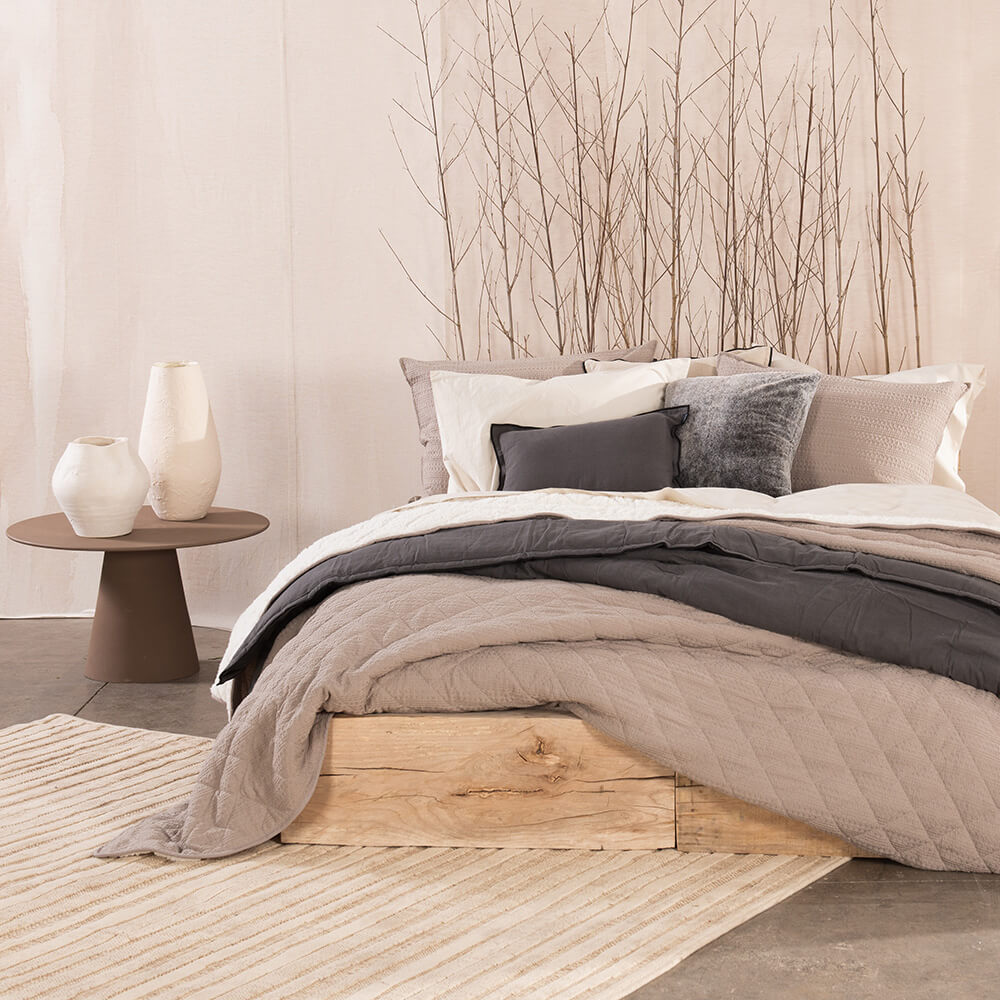 Cubrecama Waffle Sherpa King Taupe