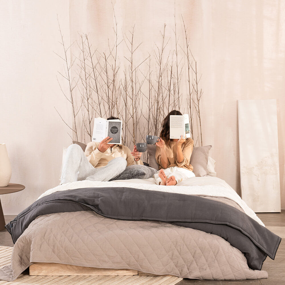 Cubrecama Waffle Sherpa 1.5 Plazas Taupe