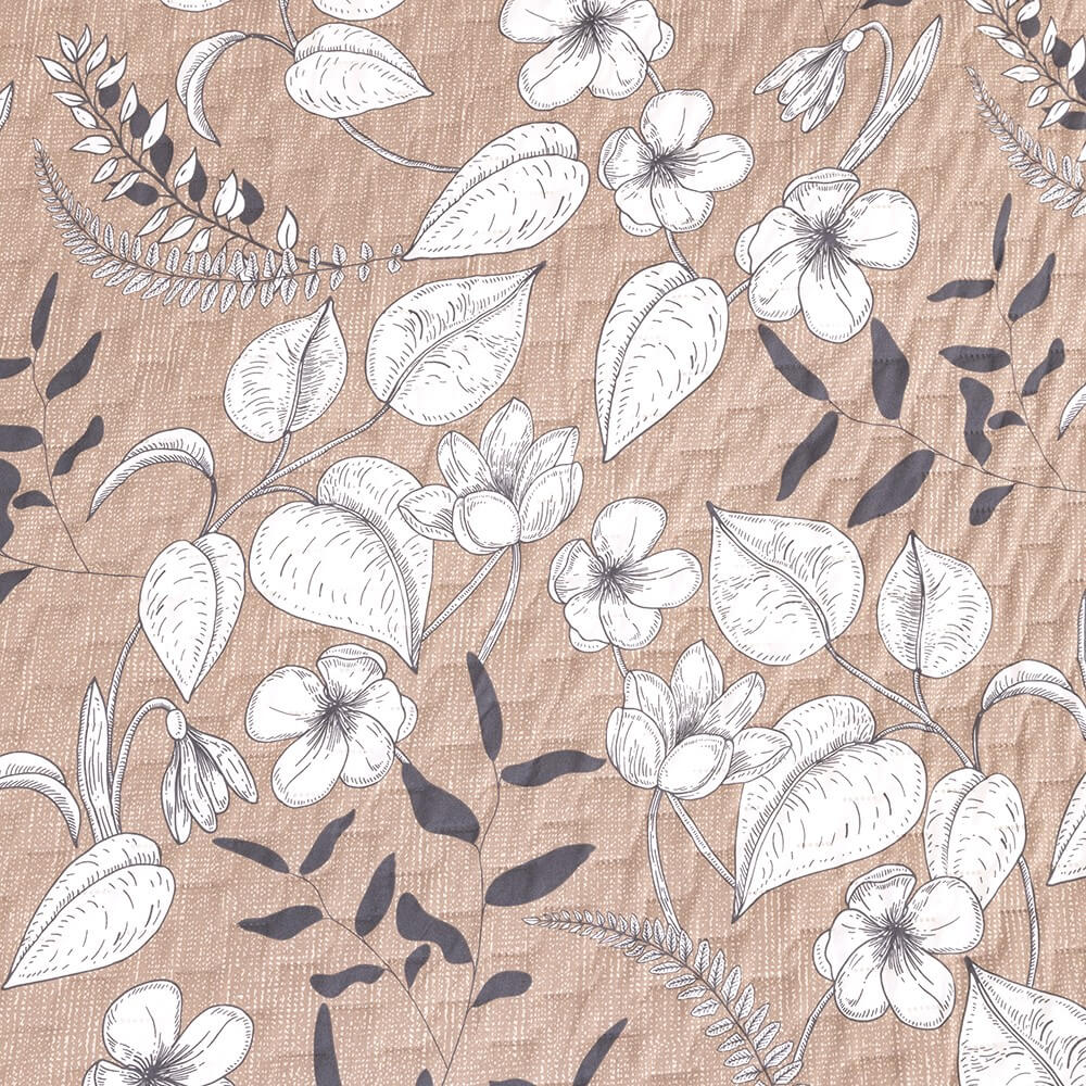 Cubrecama Quilt Estampado Sherpa Bosque 2 Plazas Camel