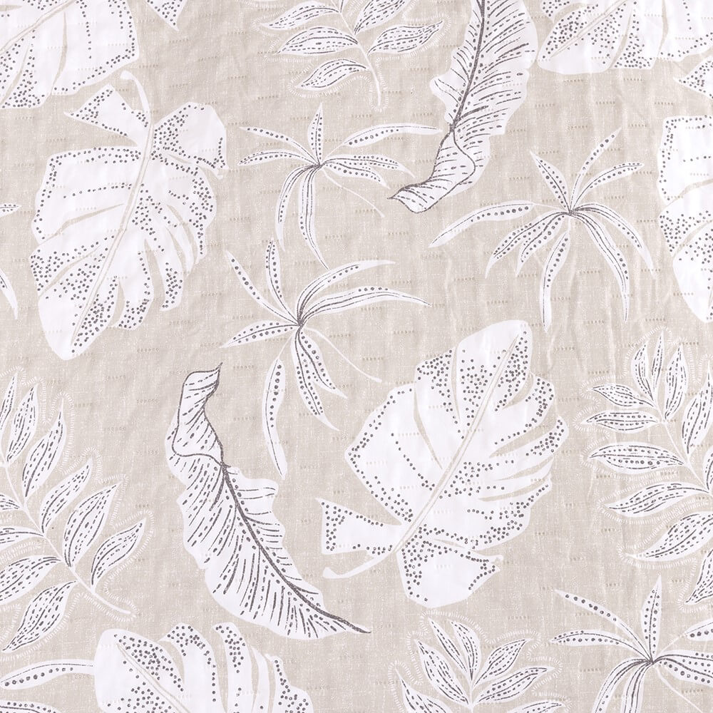 Cubrecama Quilt Estampado Sherpa Palm 2 Plazas Perla