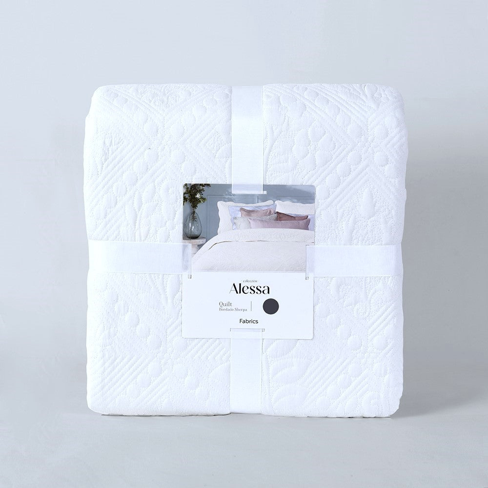Cubrecama Quilt Sherpa Elisa 1.5 Plazas Crudo