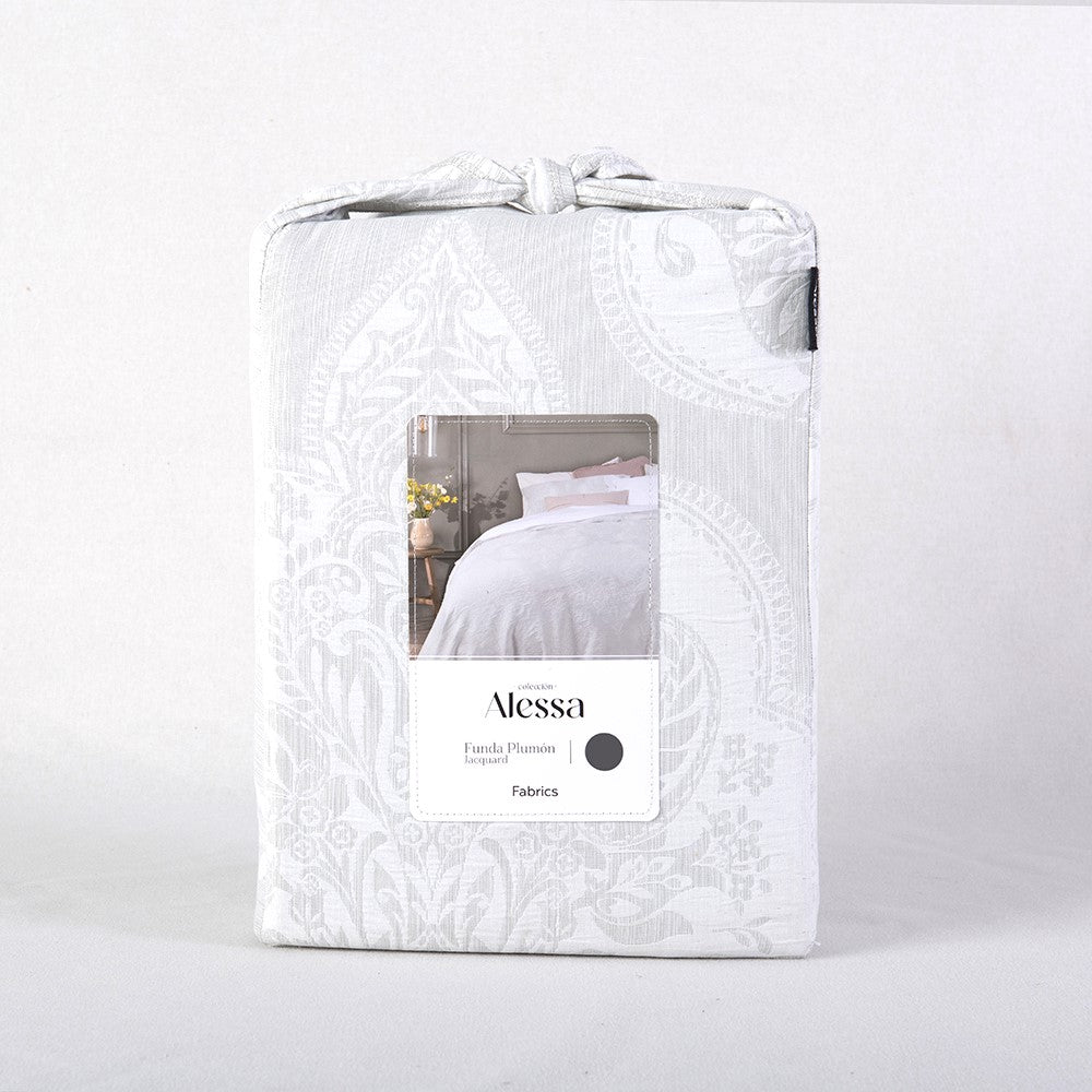 Funda Plumón Jacquard 1.5 Plazas Perla