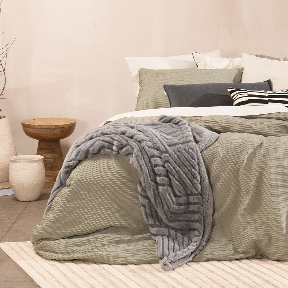 Manta Jacquard Sherpa Loop Gris