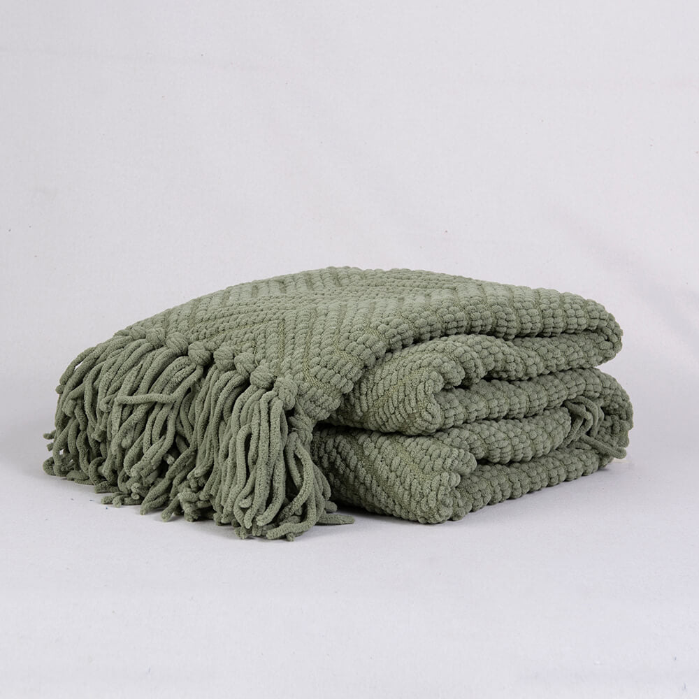 Manta Chunky Zigzag Oliva