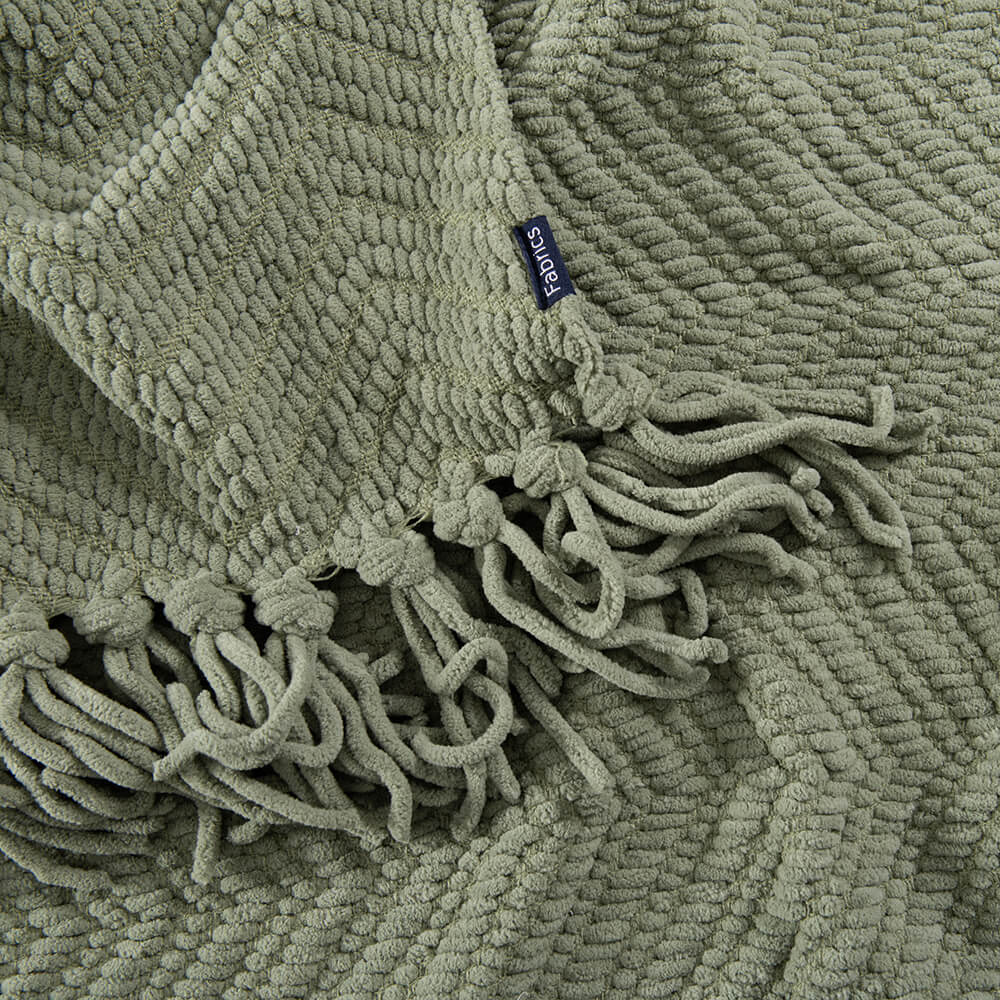 Manta Chunky Zigzag Oliva