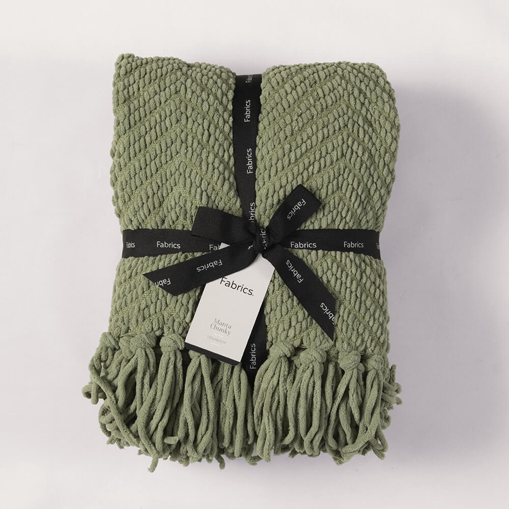 Manta Chunky Zigzag Oliva