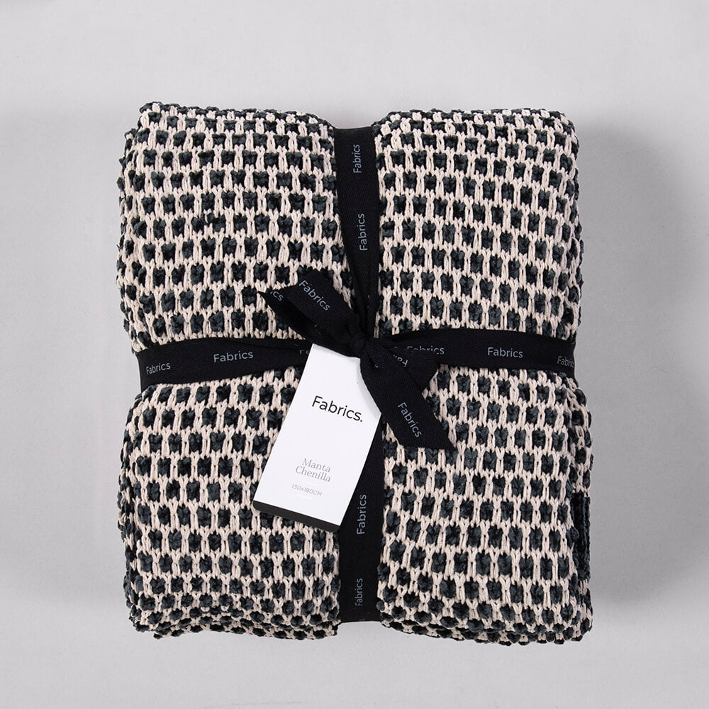 Manta Chenilla Atlanta Negra