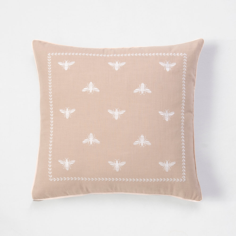 Cojín Bordado Bees Beige