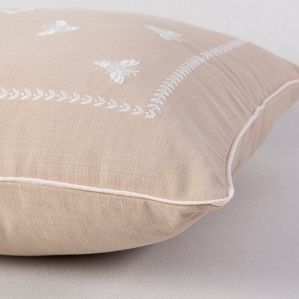 Cojín Bordado Bees Beige