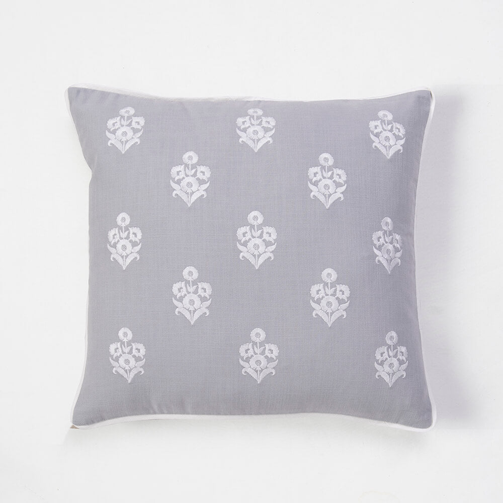 Cojín Bordado India Gris