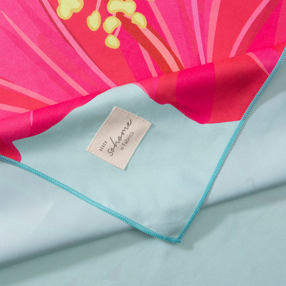 Toalla Playa Microfibra Loros Turquesa