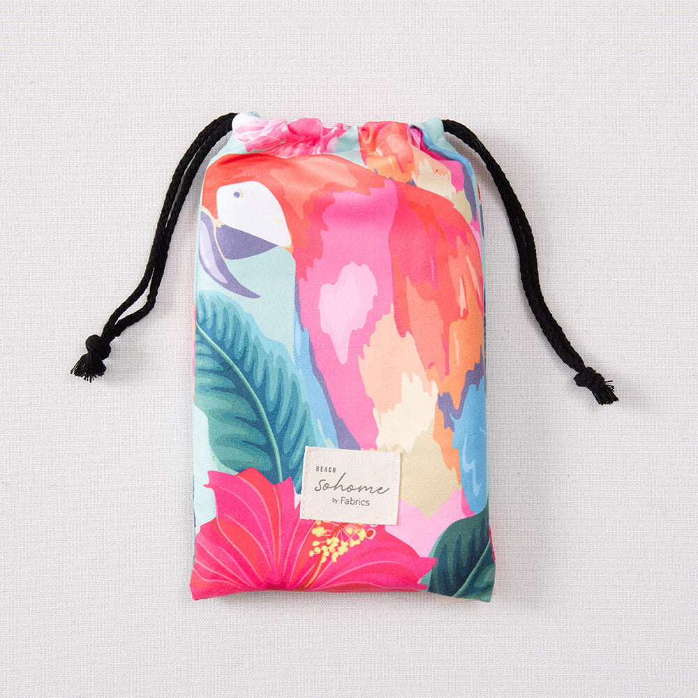 Toalla Playa Microfibra Loros Turquesa