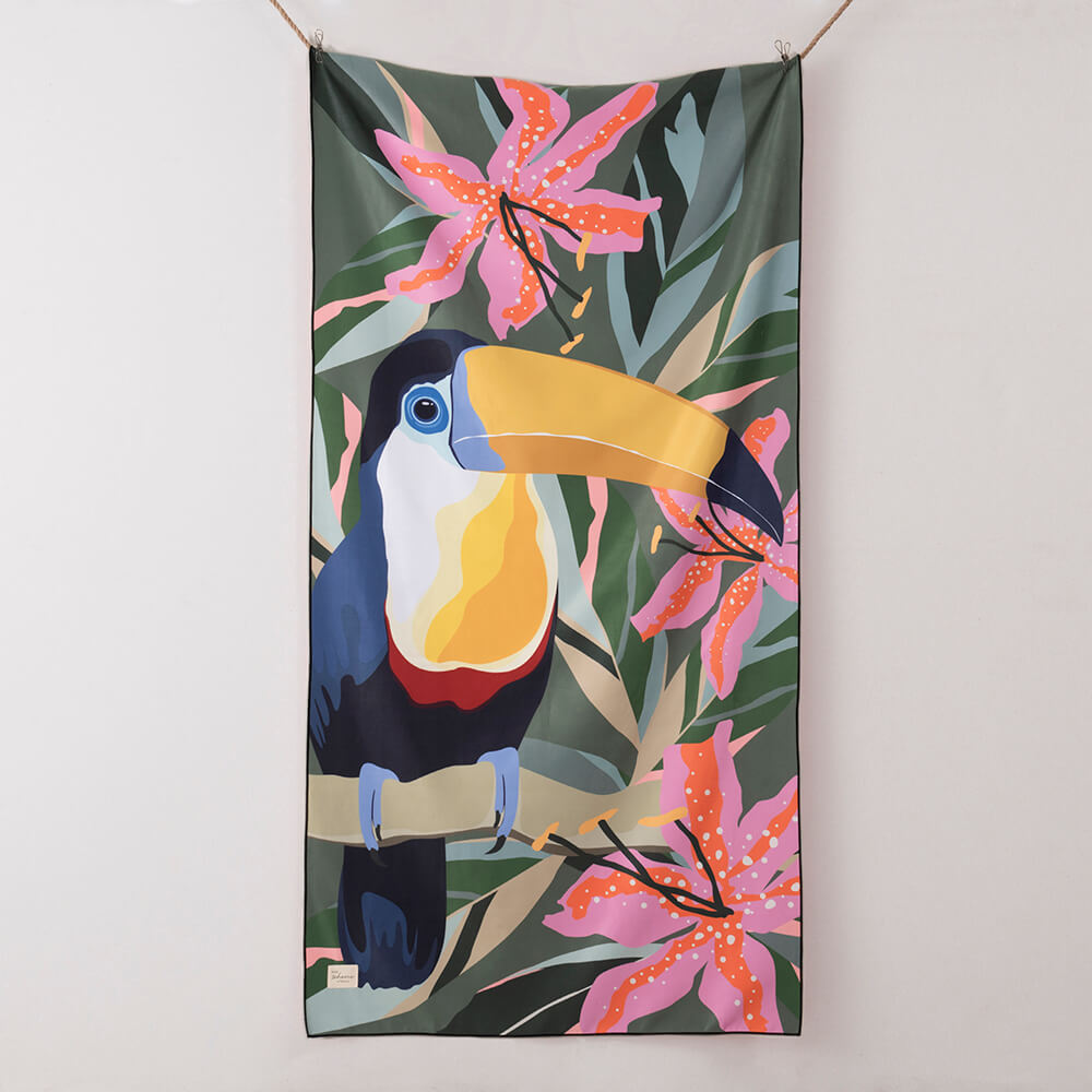 Toalla Playa Microfibra Tucán Verde