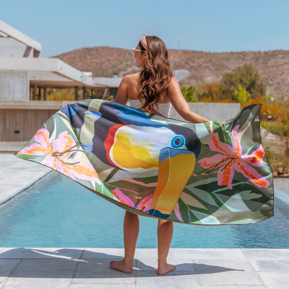 Toalla Playa Microfibra Tucán Verde