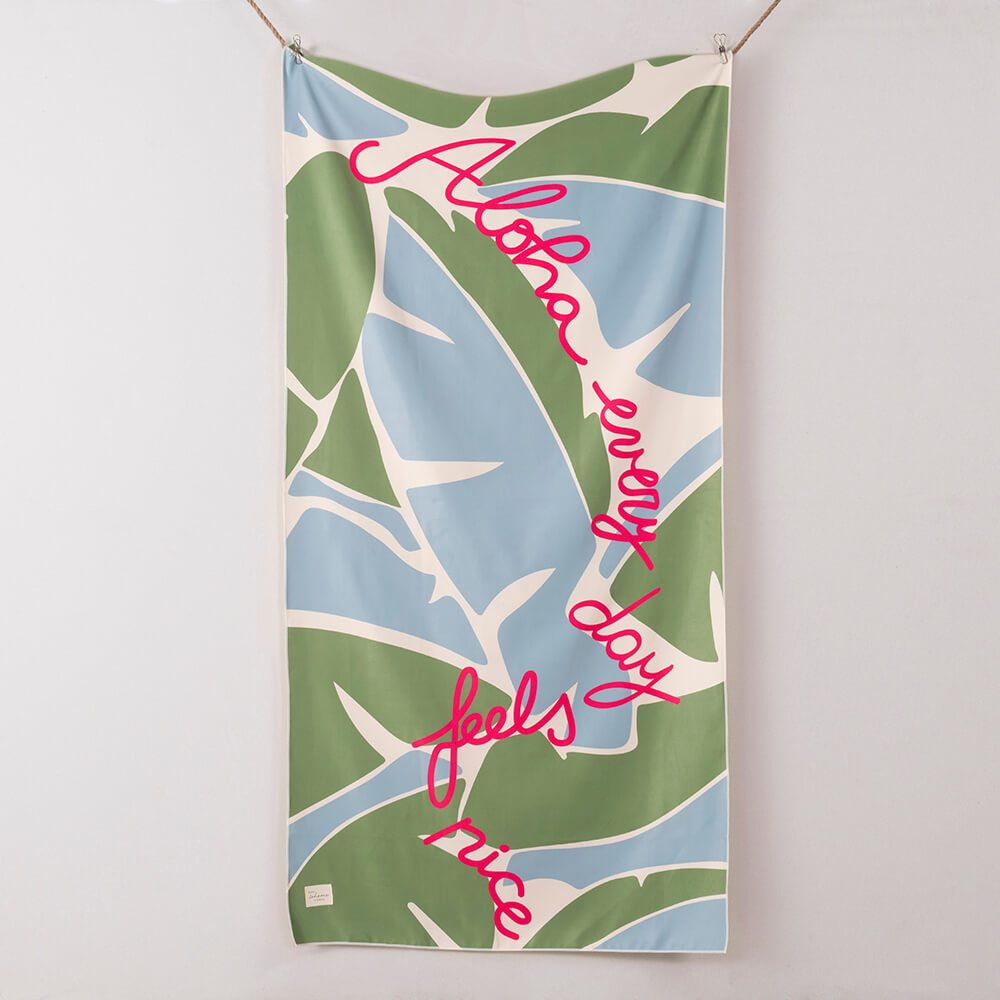 Toalla Playa Microfibra Aloha Celeste