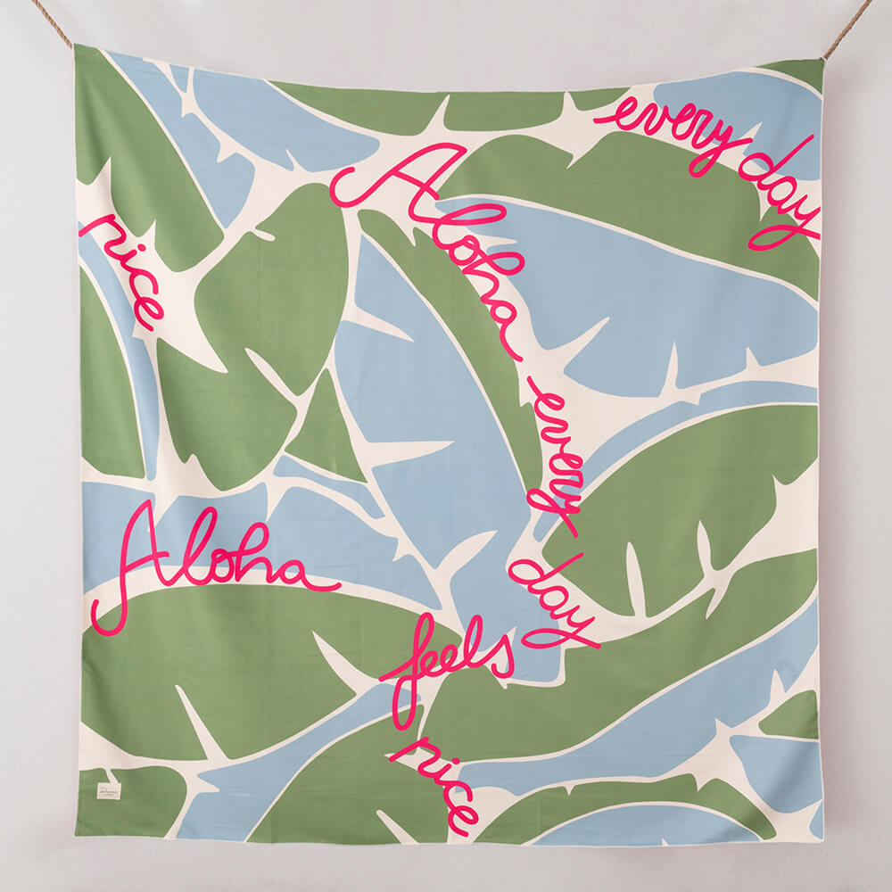 Toalla Playa XL Microfibra Aloha Celeste