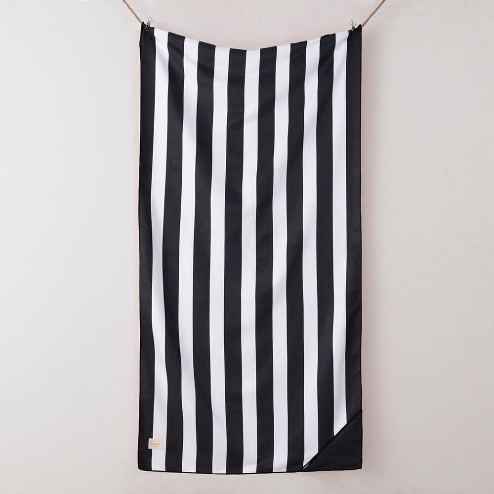 Toalla Playa Microfibra Rayas Negro