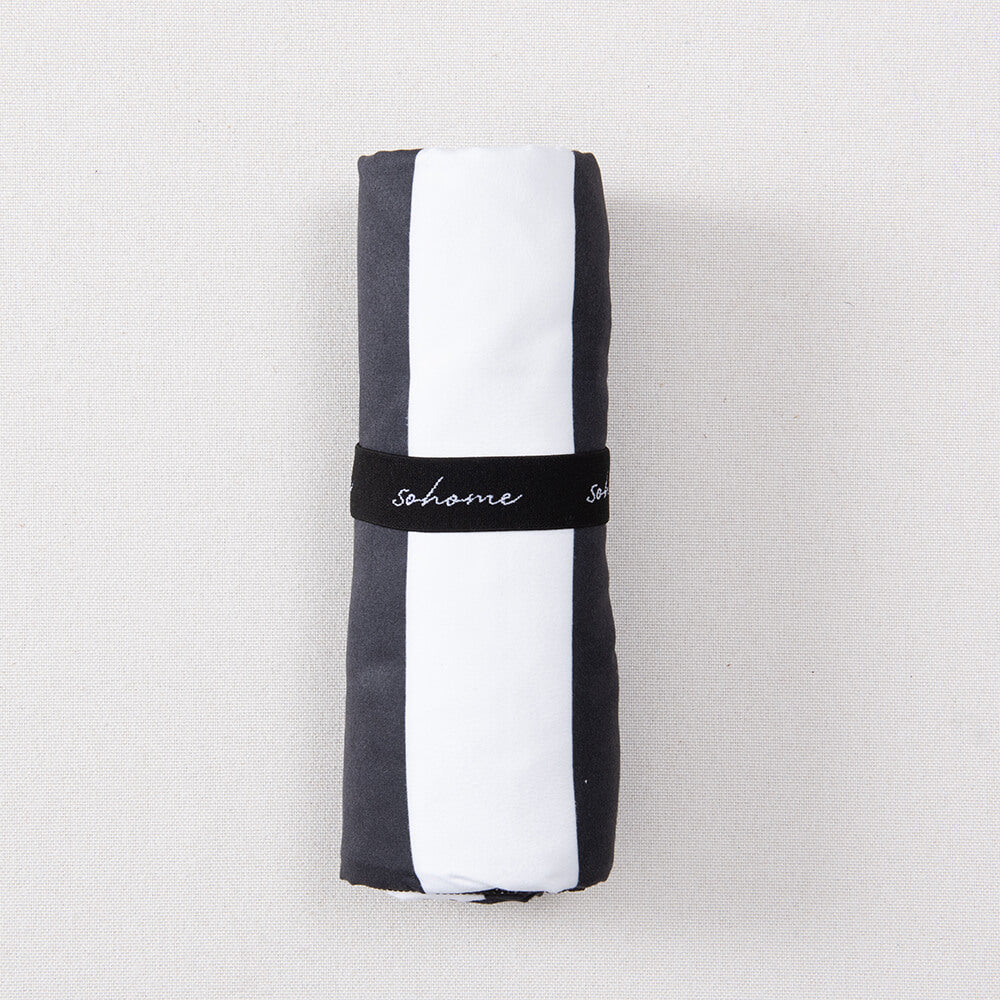 Toalla Playa Microfibra Rayas Negro